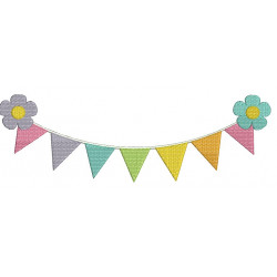 Stickdatei - Happy Spring Wimpel